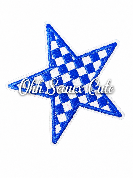 3” Blue Checkered Star