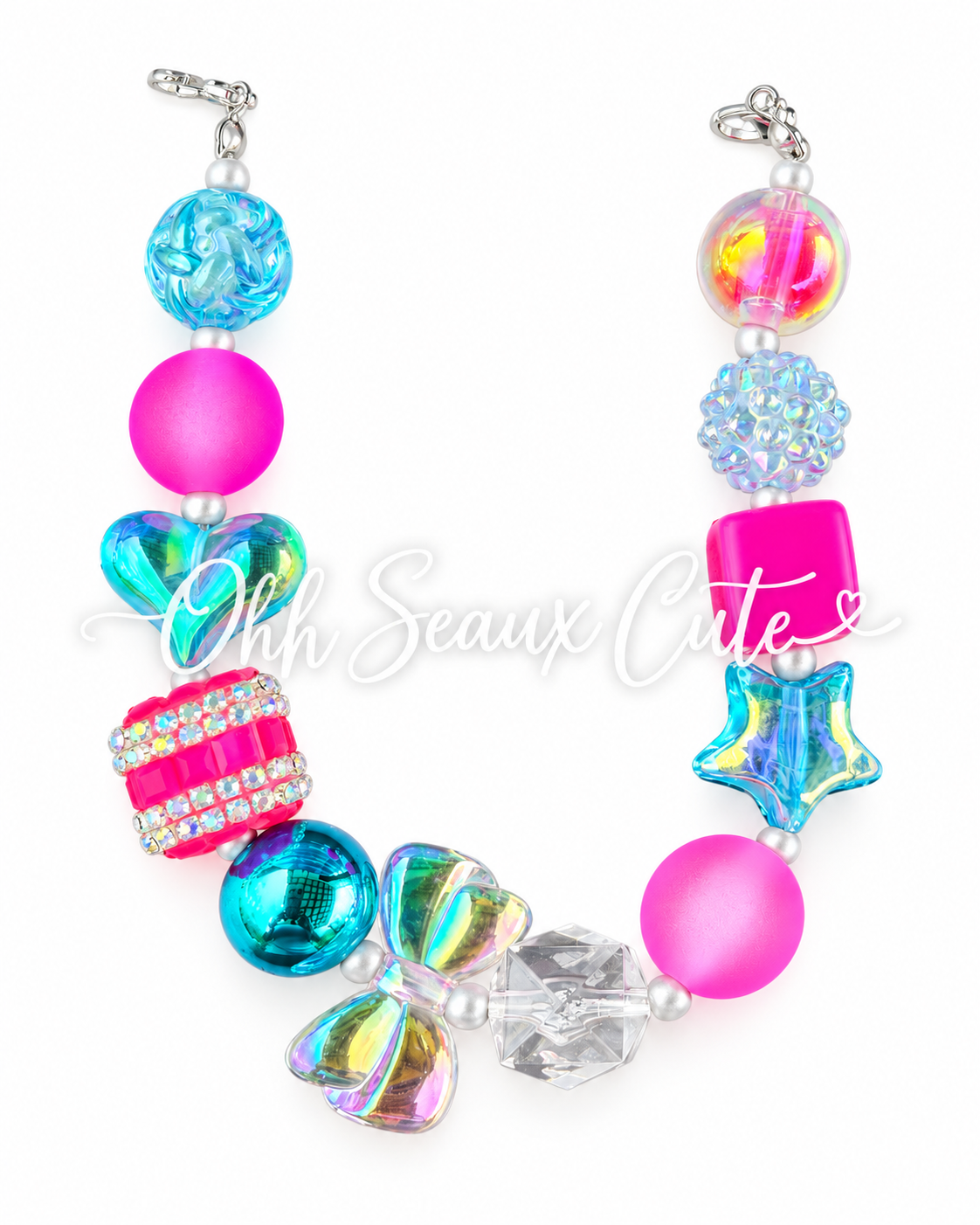 9” Neon Pink/Blue 4 Hat Chain
