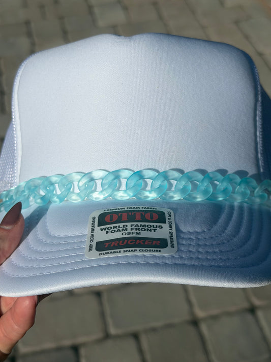 9” Clear Blue Hat Chain