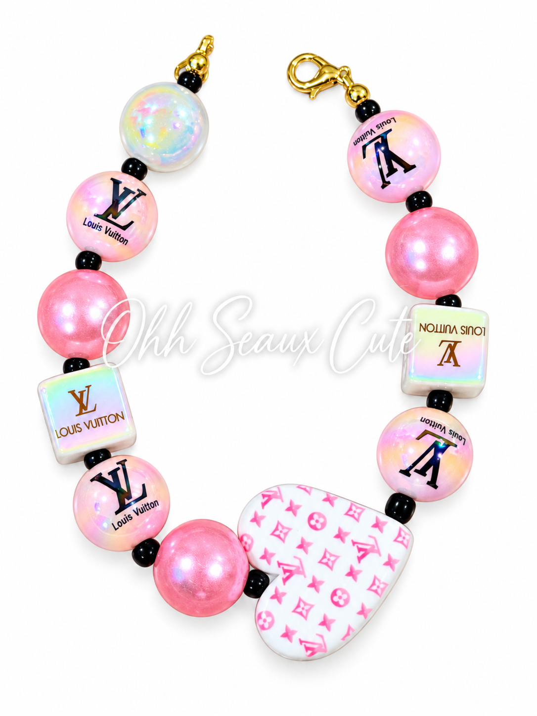 9” October Pink LV 3 Hat Chain