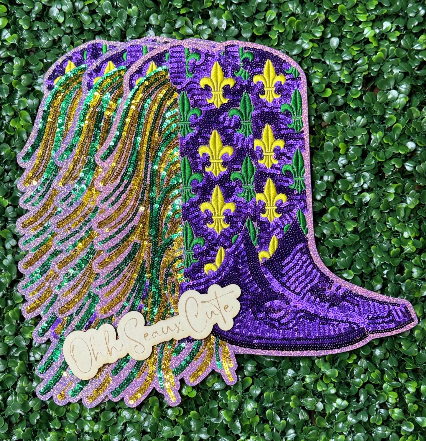 12” Sequin Mardi Gras Boots OSC ORIGINAL DO NOT COPY