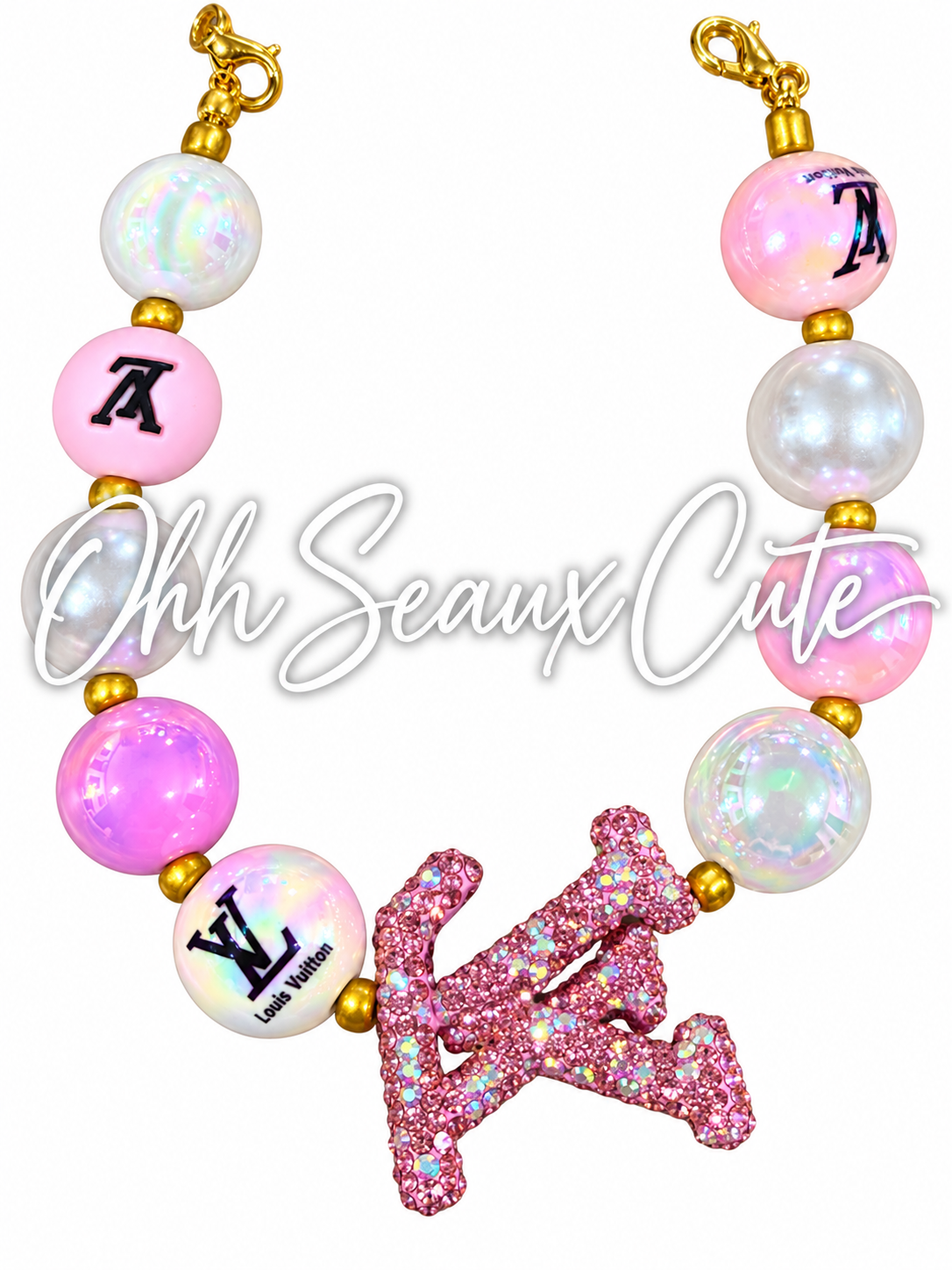 9” L  V Pink/White Hat Chain