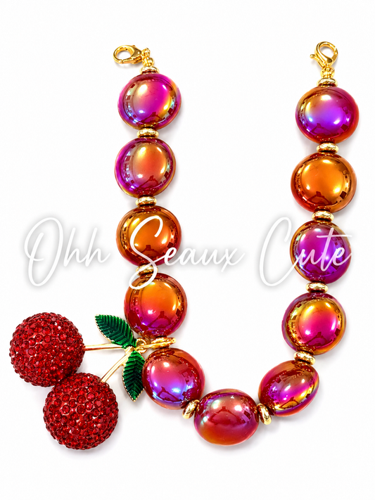 9” Bling Cherries Hat Chain
