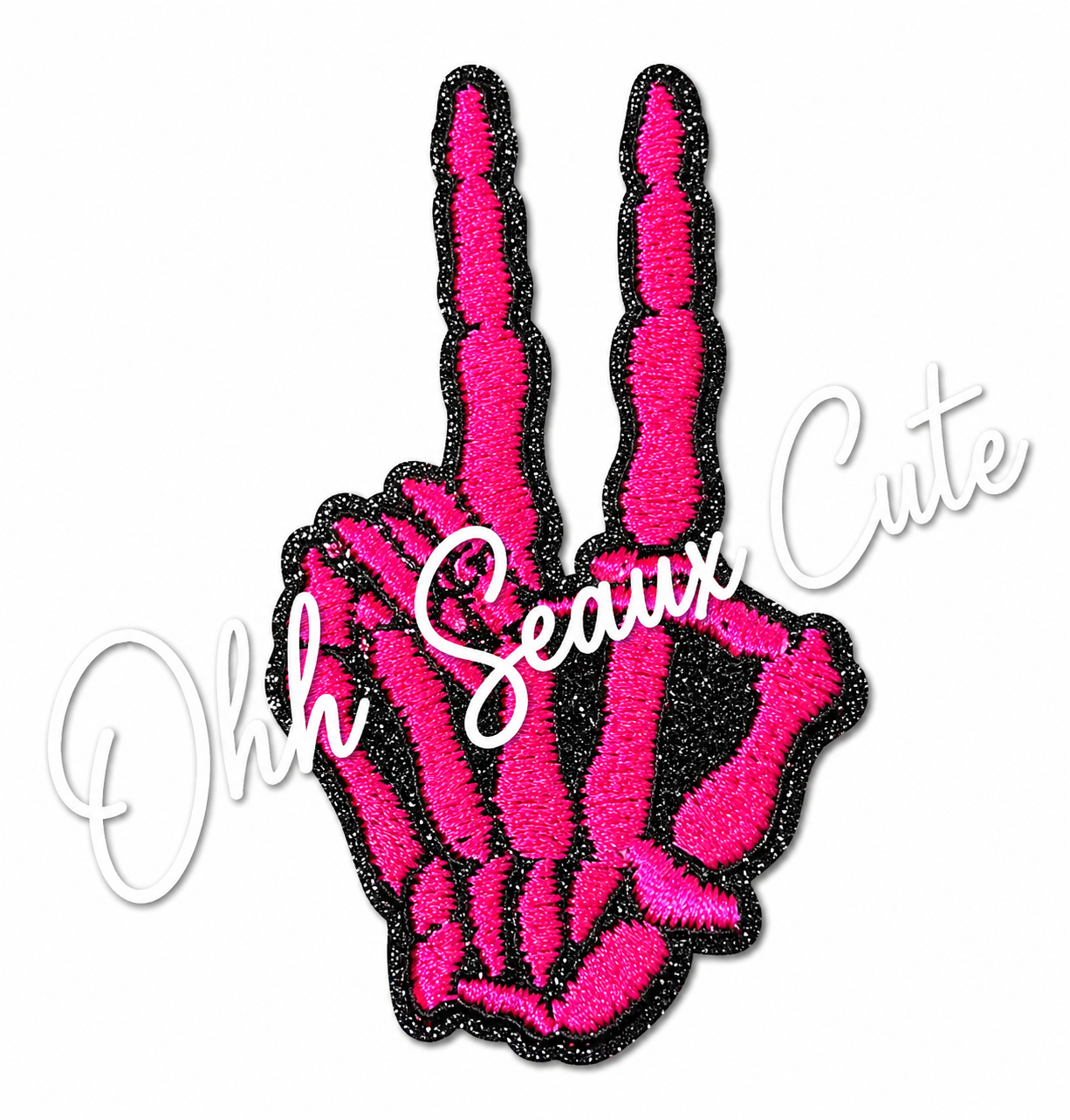 3” Glitter Pink Peace Skeleton