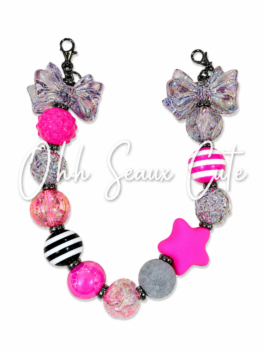 9” Pink/Gray 2 Hat Chain