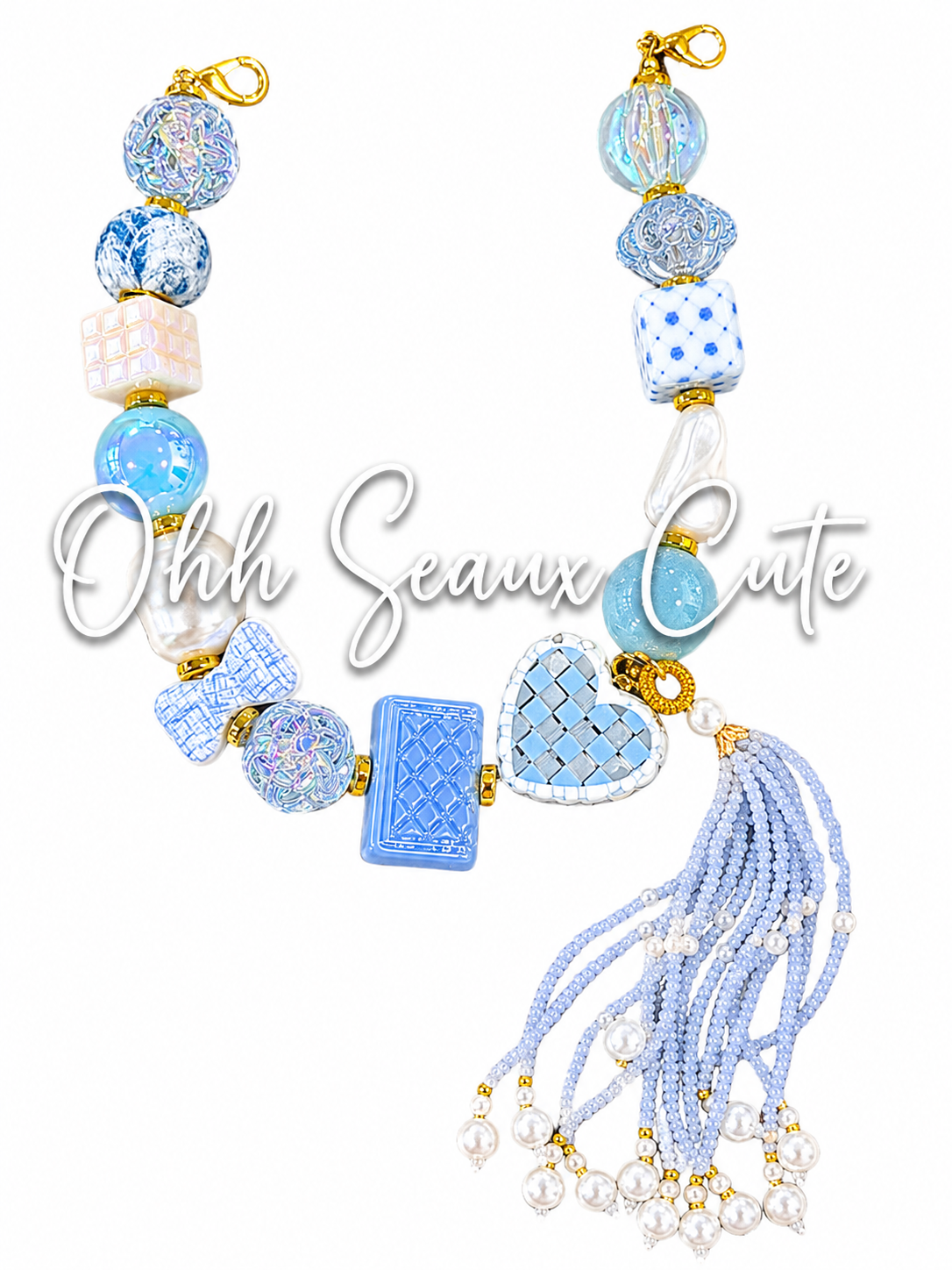 9” Blue Tassel Hat Chain