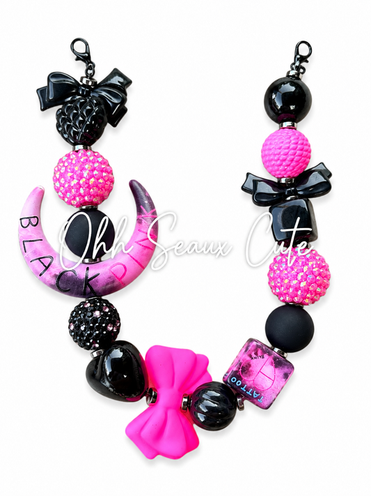 9” Pink Black Moon Hat Chain