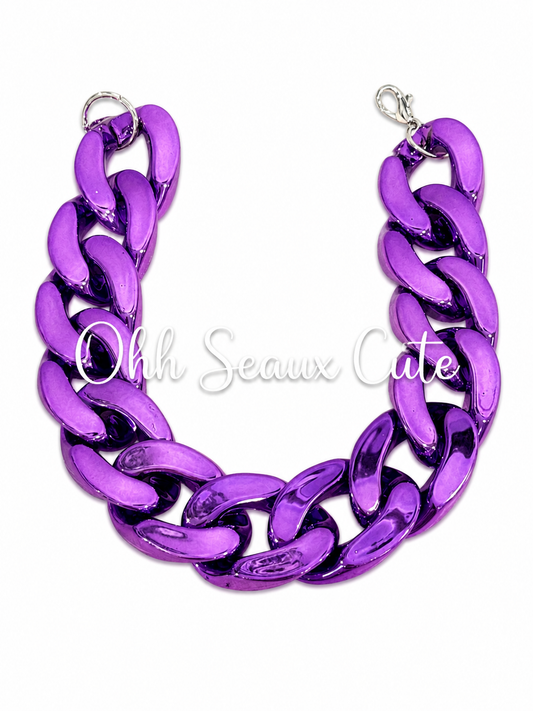 9”  Chunky Purple Chrome Hat Chain 30MM