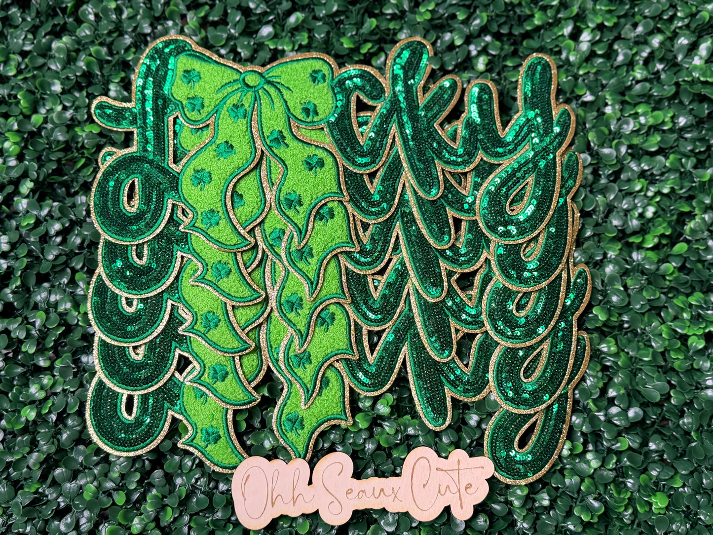 12” Sequin LUCKY w/Bow