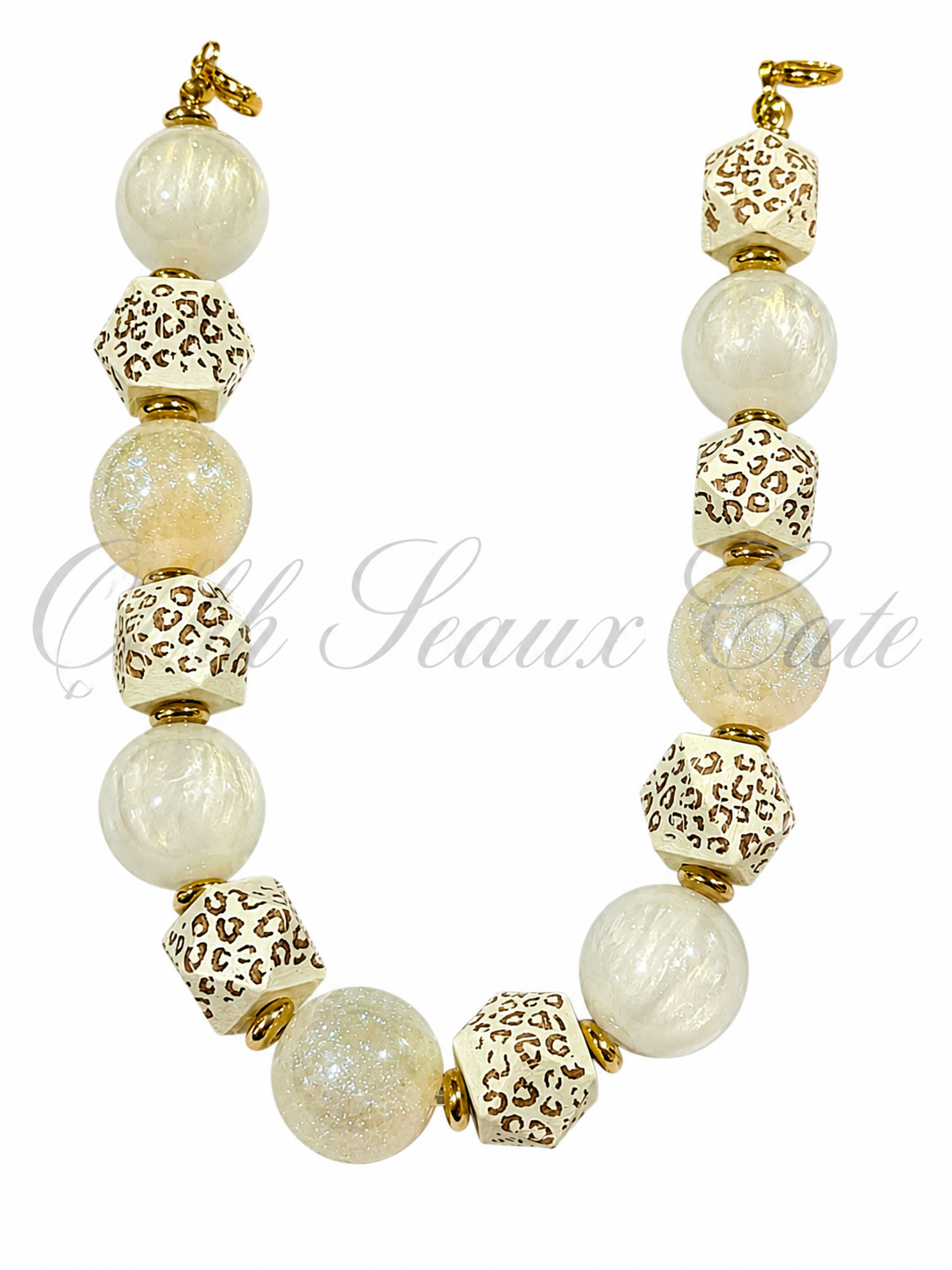 9” Beige Leopard 7 Hat Chain