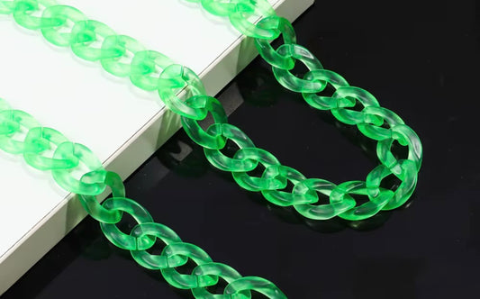 9” Clear Neon Green Hat Chain