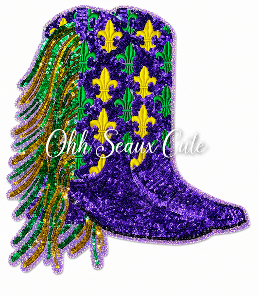 12” Sequin Mardi Gras Boots OSC ORIGINAL DO NOT COPY