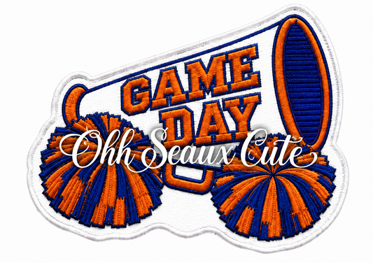 2.5” Game Day Megaphone/PomPom-Orange Blue