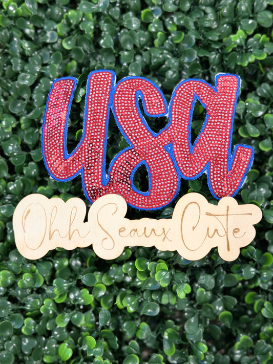 6” Sequin USA-Red/Blue