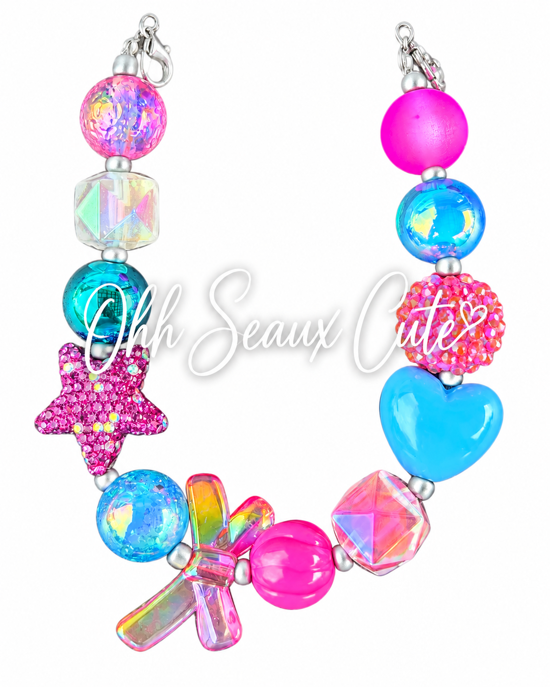 9” Neon Pink/Blue 7 Hat Chain