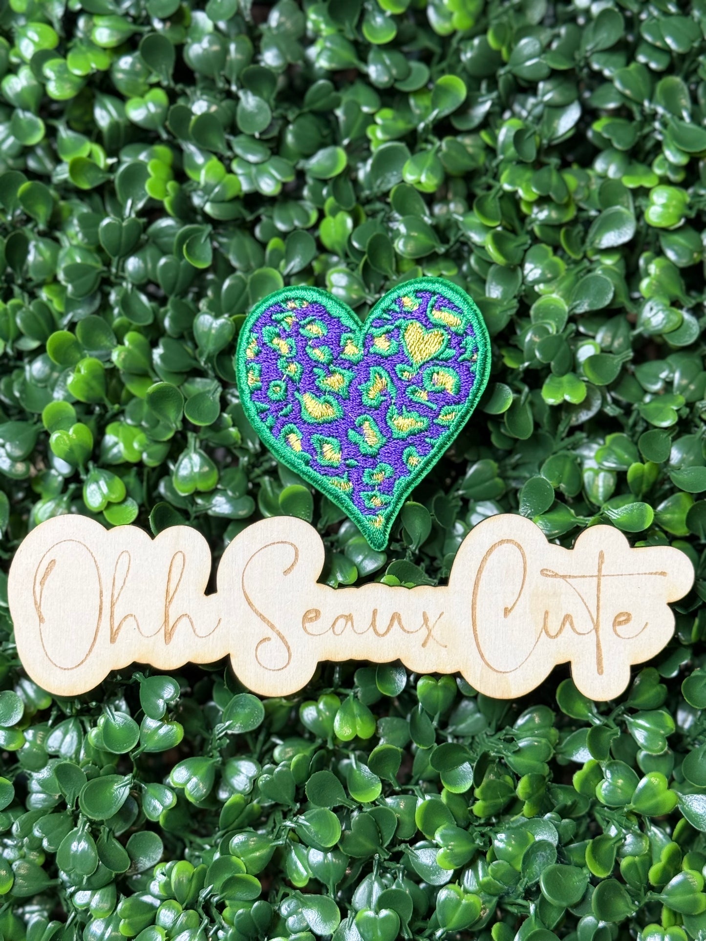 2.5” Mardi Gras Leopard Heart