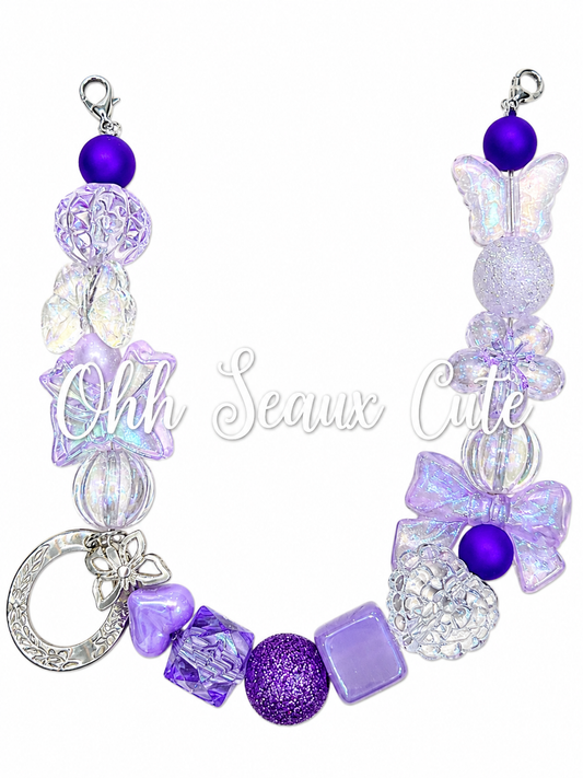9” Purple Crystal Hat Chain