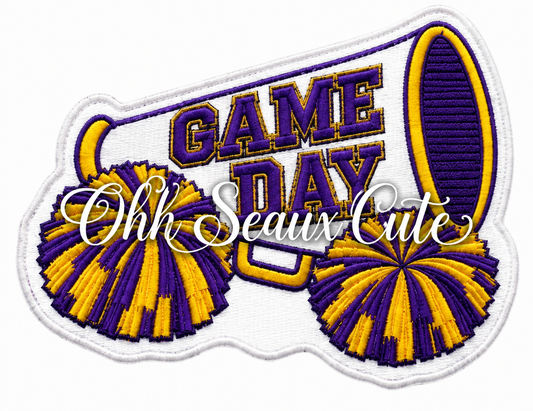 2.5” Game Day Megaphone/PomPom-Purple Yellow