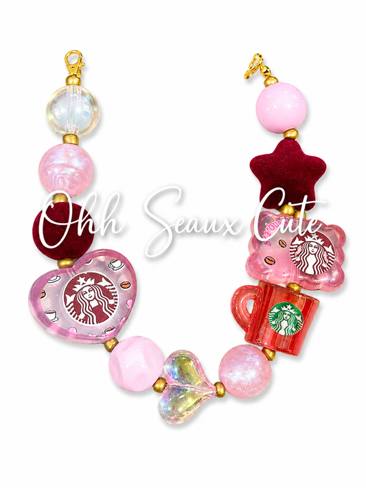 9” Pink Starbucks 4 Hat Chain
