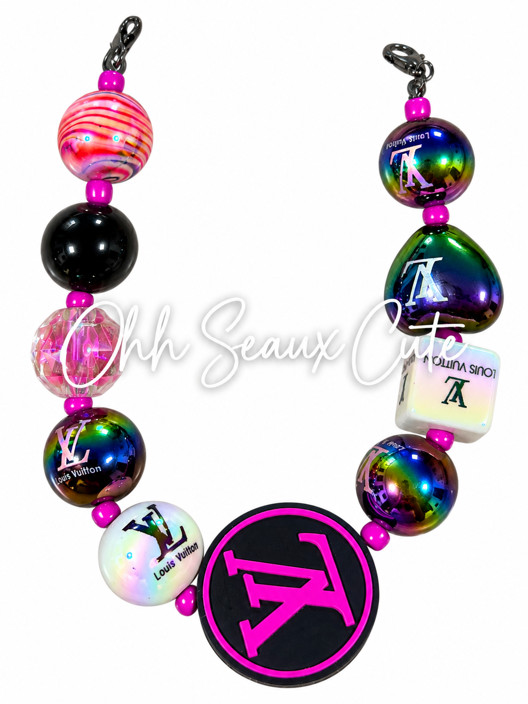 9” October Pink L V 6 Hat Chain