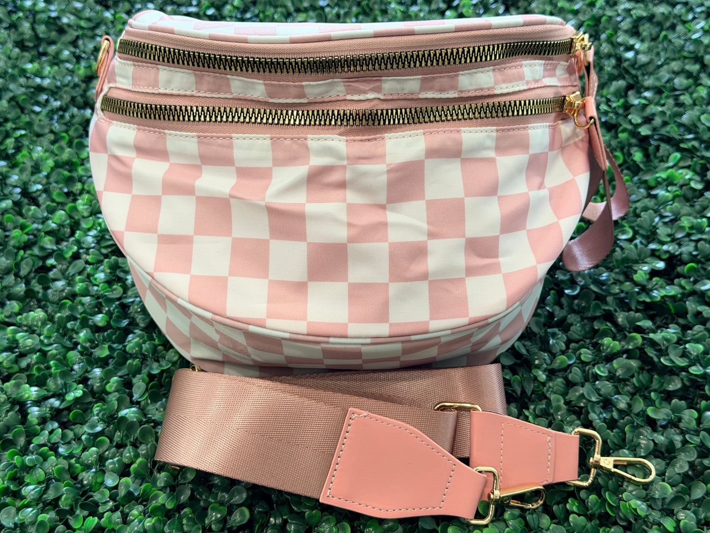 Nylon Checkered Bum Bag