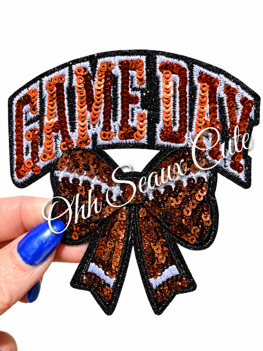 3.5” Sequin GAME DAY Bow-Orange