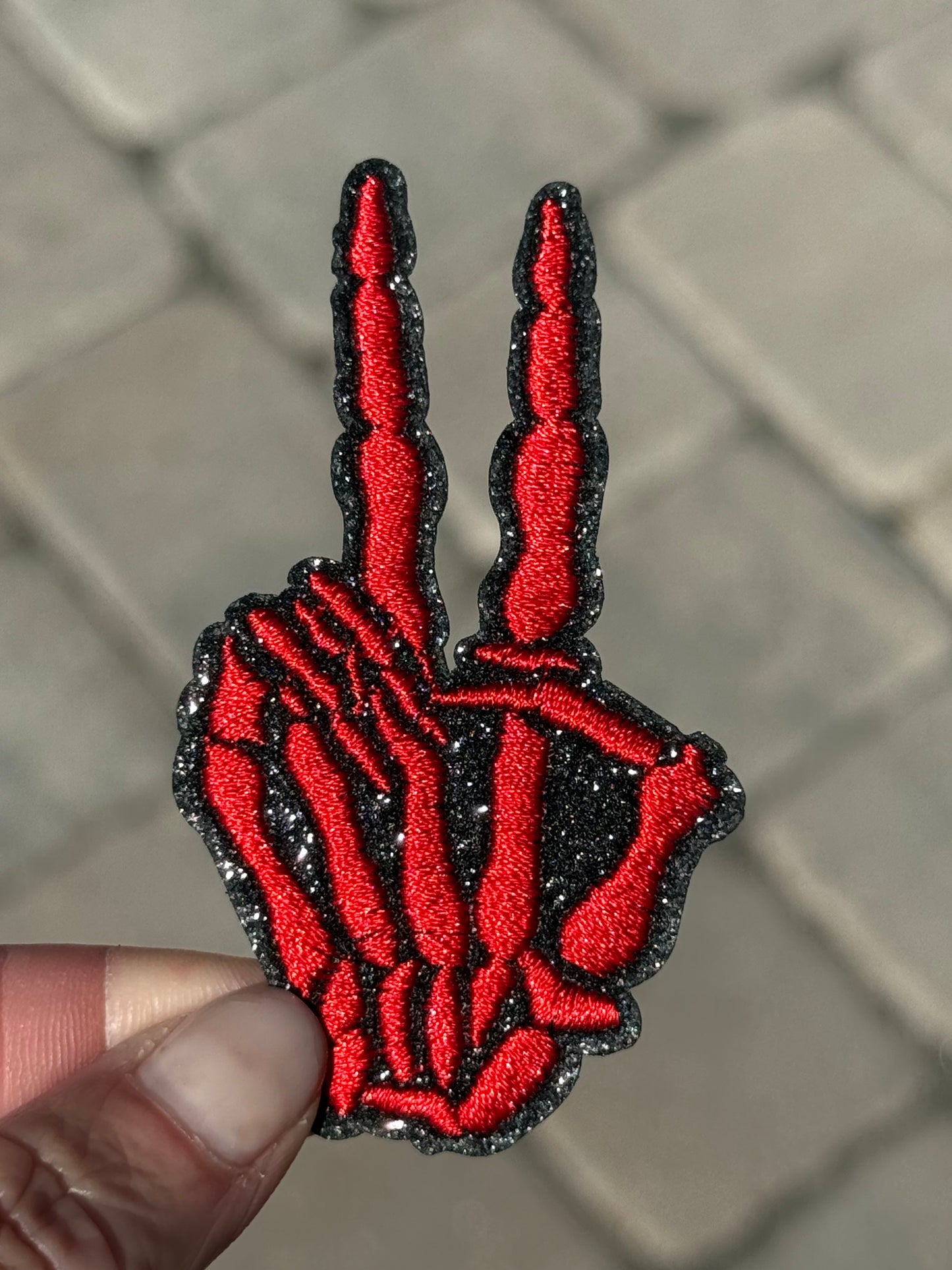 3” Glitter Red Peace Skeleton