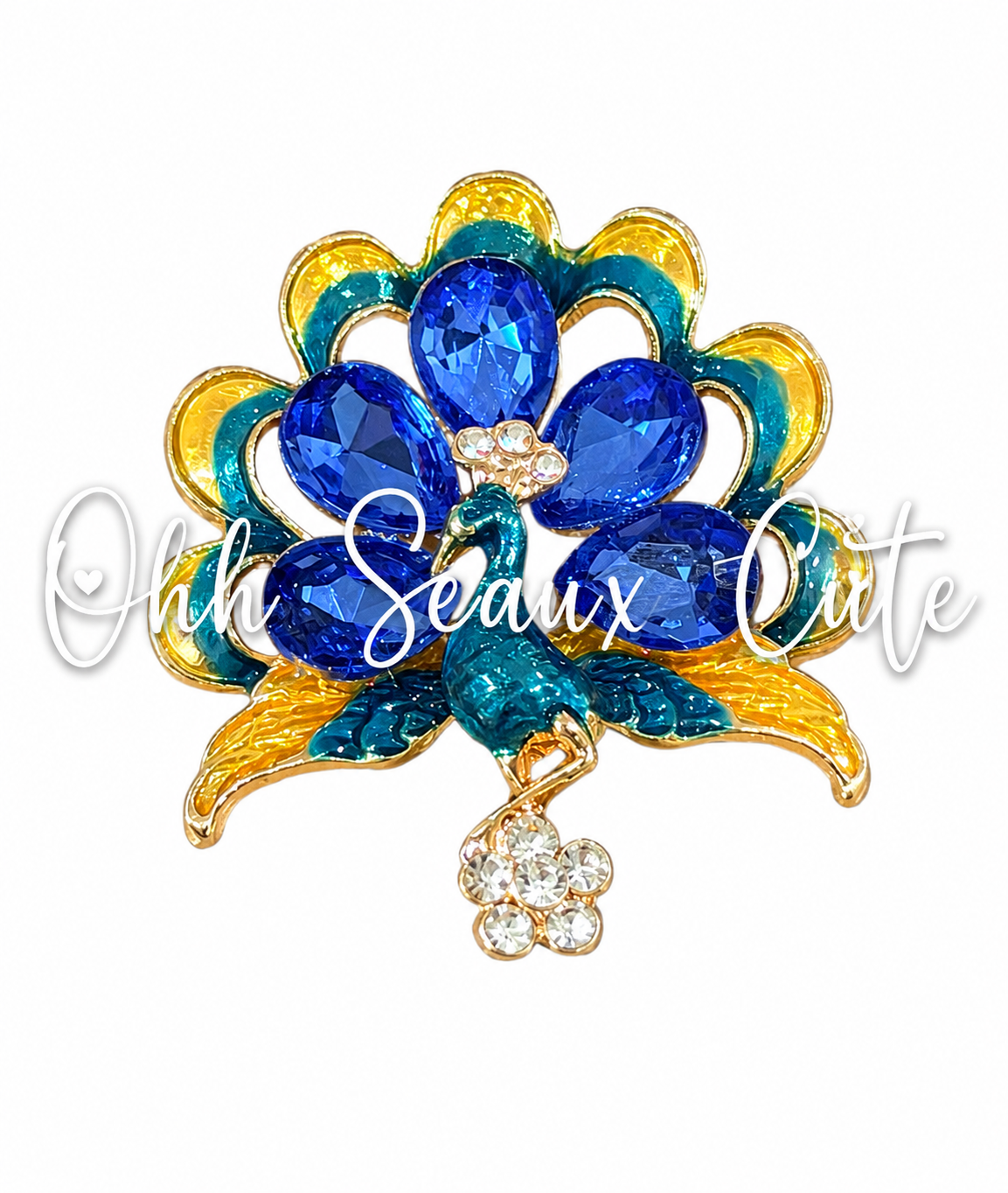 2” Rhinestone Peacock Hat Pin