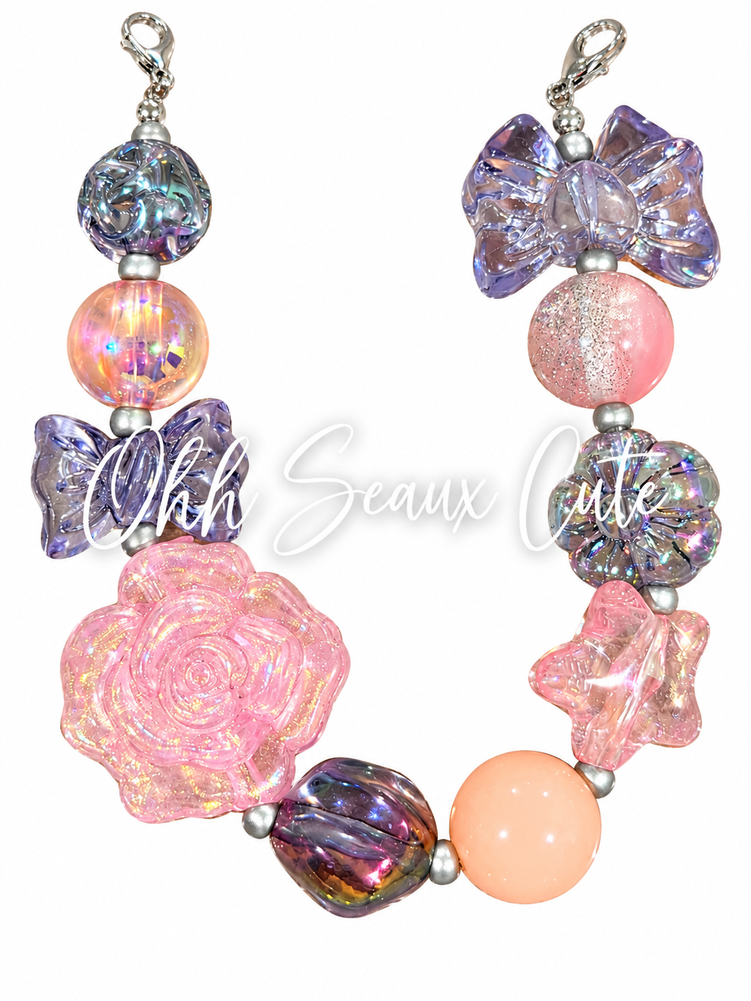 9” Pink/Gray 5 Hat Chain