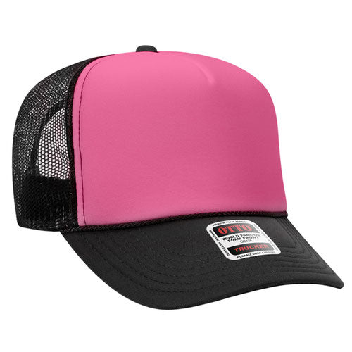 Otto High Crown Foam Trucker -Neon Pink/Black