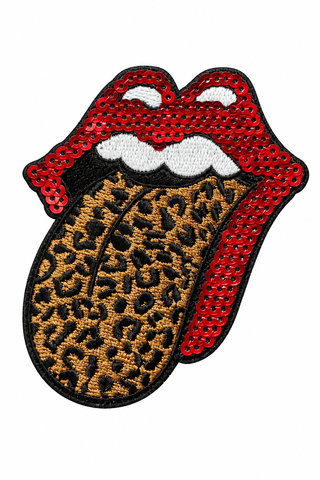 3” Sequin Leopard Tongue- Red