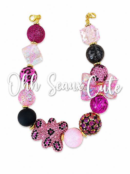 9” Pink Leopard 4 Hat Chain