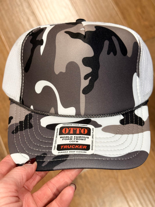 Otto High Crown Foam Trucker -Grey Camo
