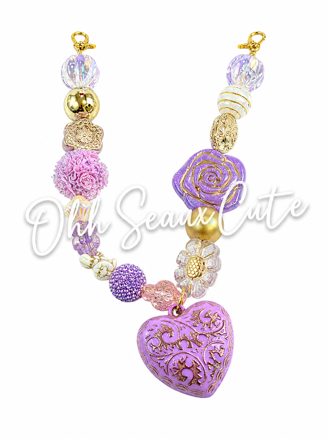 9” Lavender Heart Hat Chain