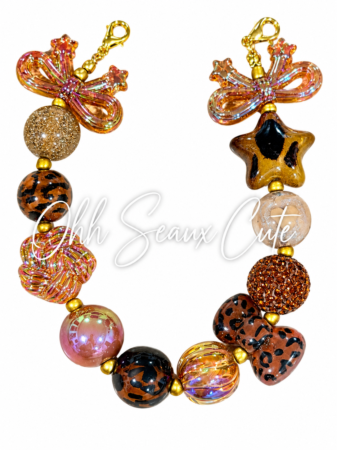 9” Brown Leopard 7 Hat Chain