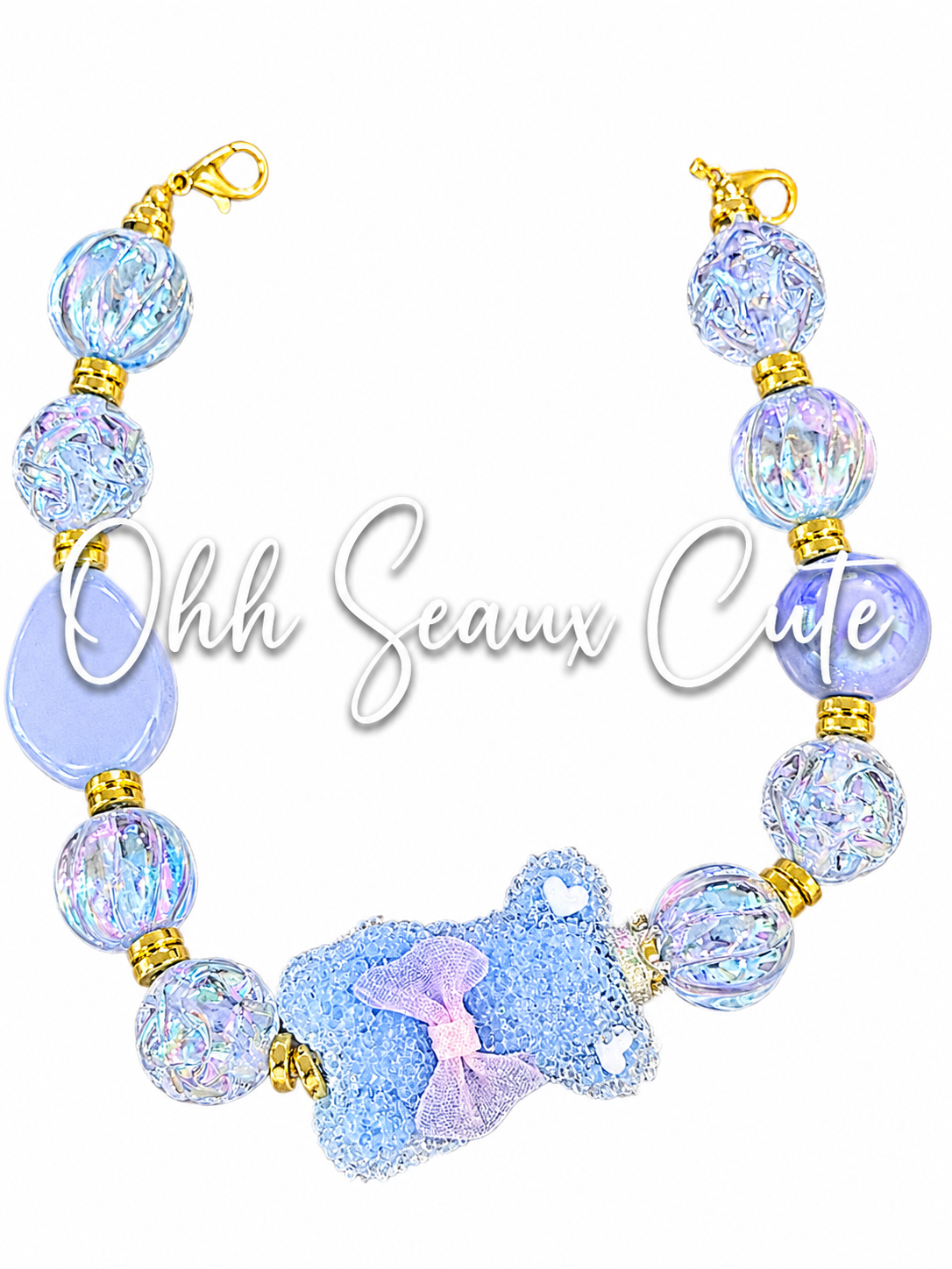 9” Baby Blue Bear Hat Chain