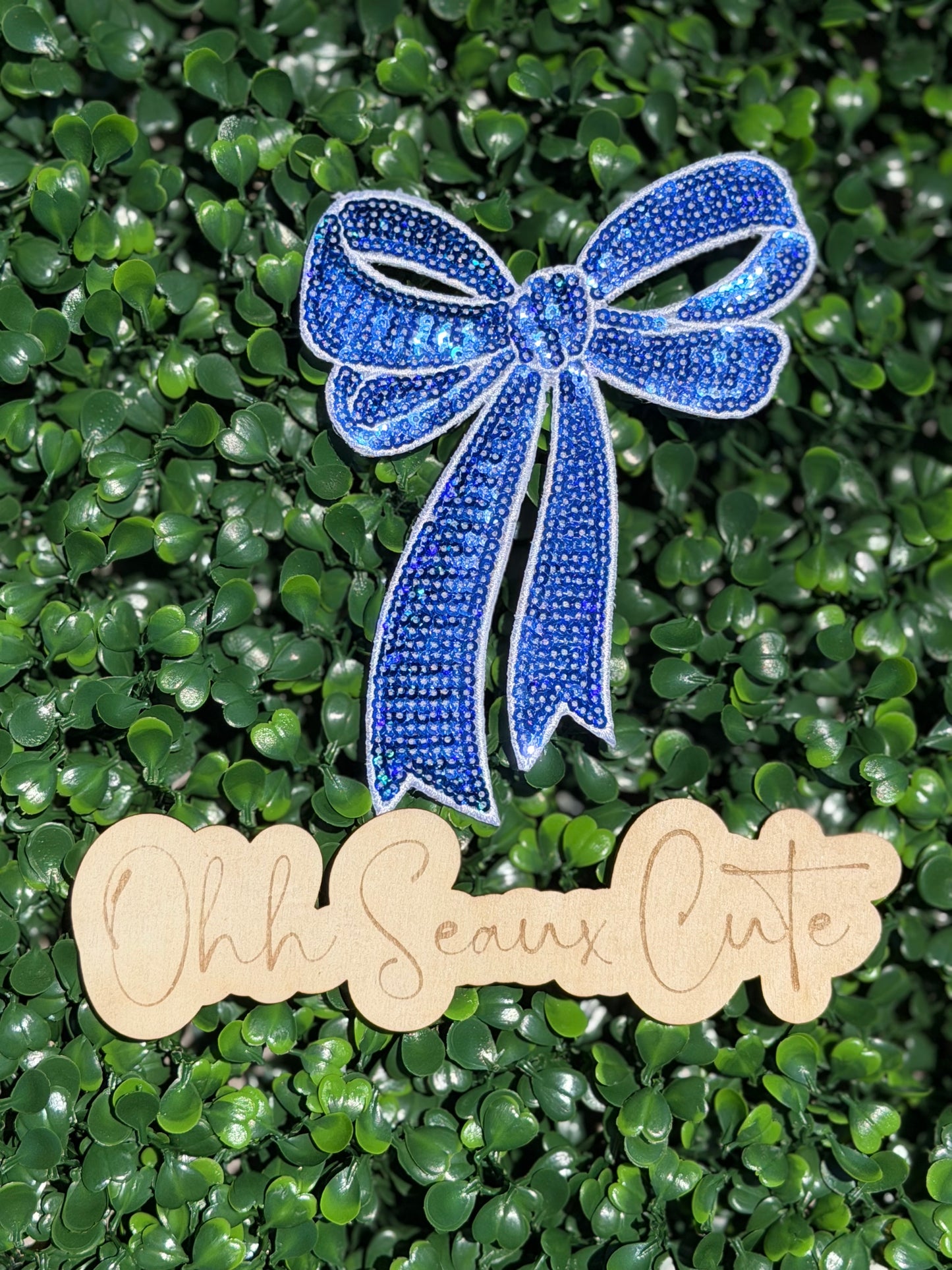 5.5” Blue Sequin Bow