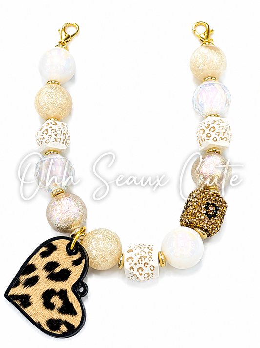 9” Beige Leopard Hat Chain