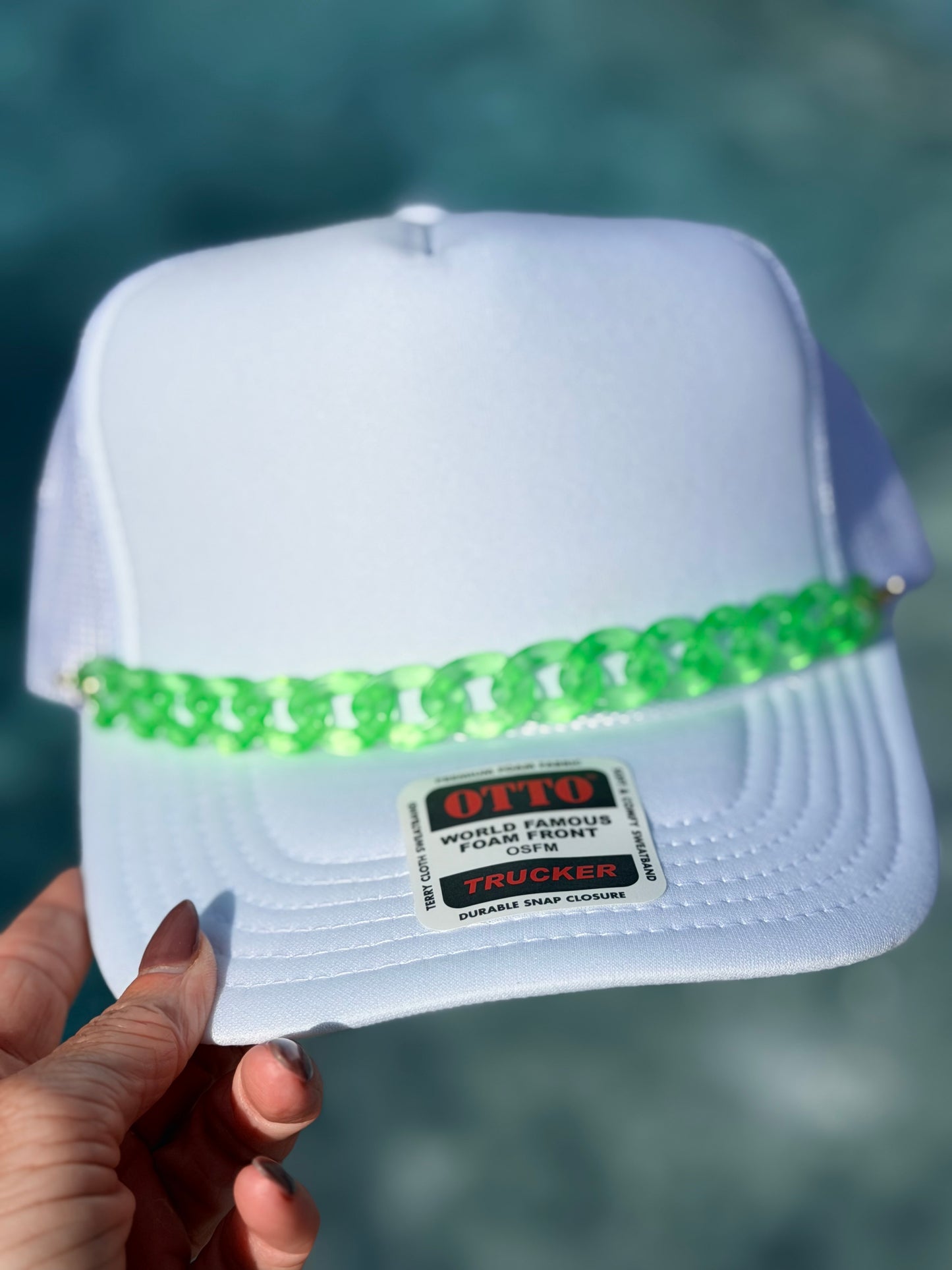 9” Clear Neon Green Hat Chain