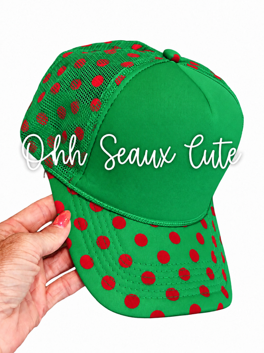 PREORDER Custom Trucker Hat-CHRISTMAS Polka Dot   ETA 11/2