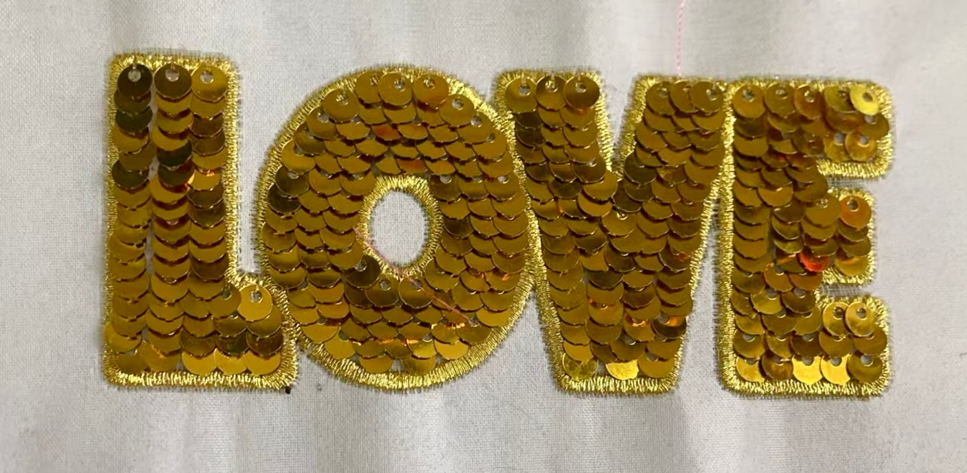 4” Gold Sequin LOVE