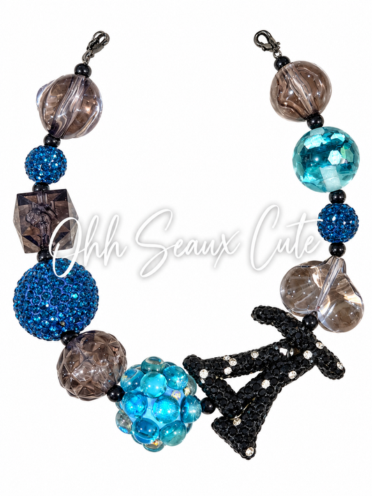 9” L  V Blue Diamond 4 Hat Chain