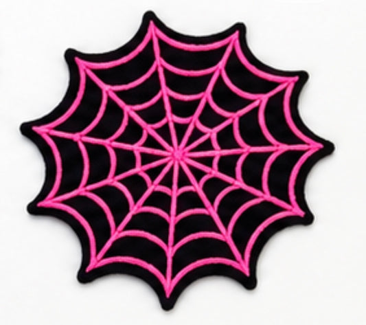 3” Pink Spider Web Black Glitter