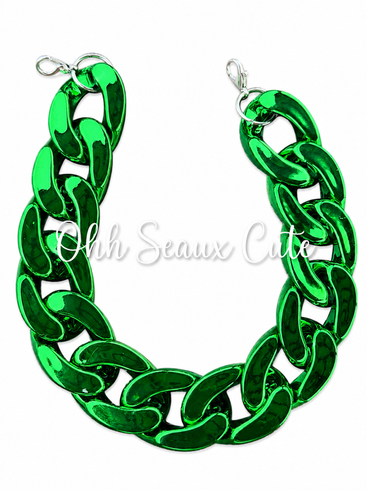 9”  Chunky Green Chrome Hat Chain 30MM