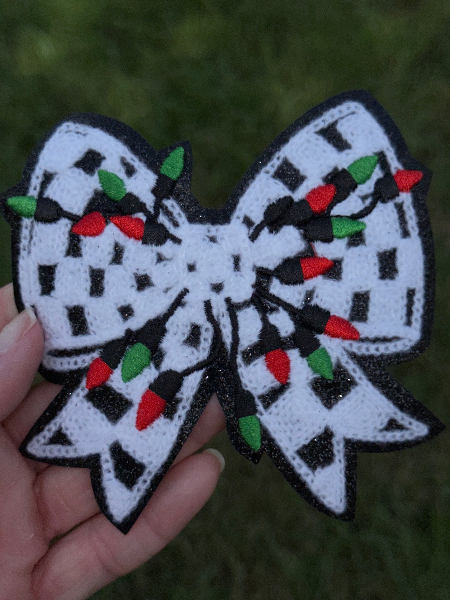 4” Checkered Christmas Light Bow