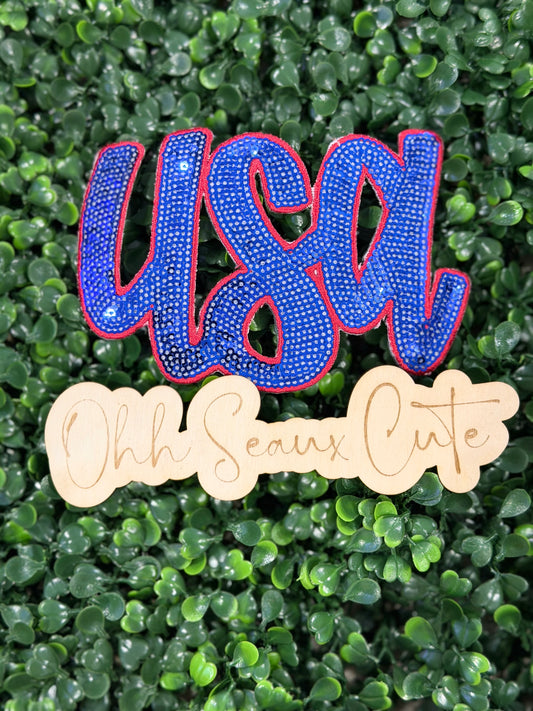 6” Sequin USA-Blue/Red