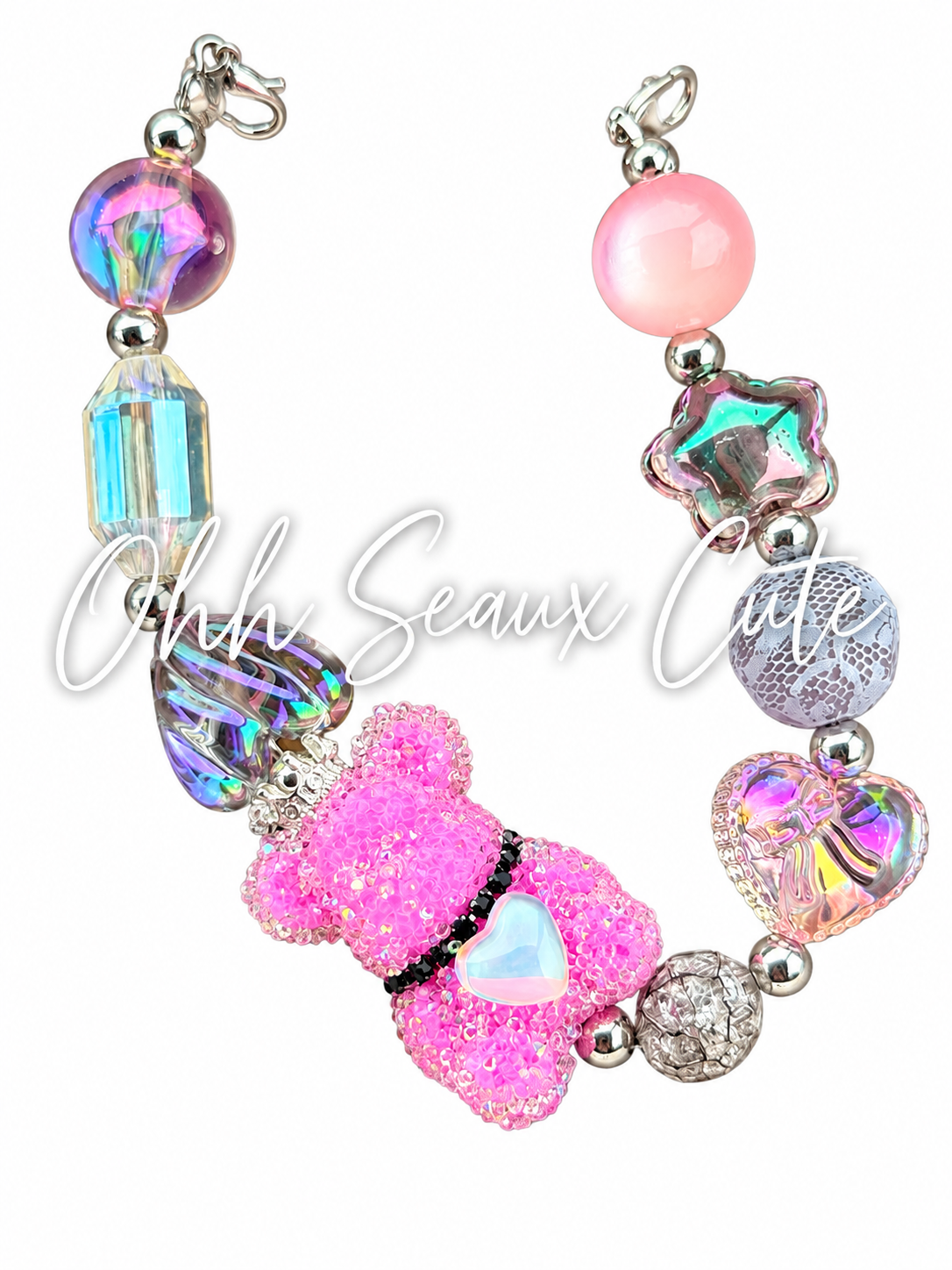 9” Pink/Gray 8 Hat Chain