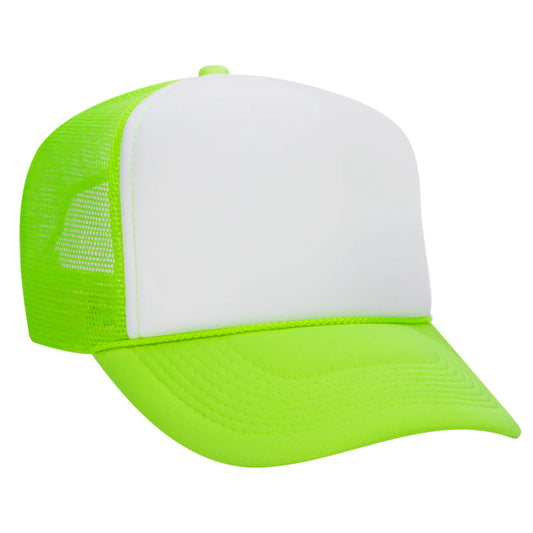Otto High Crown Foam Trucker -Neon Green/White