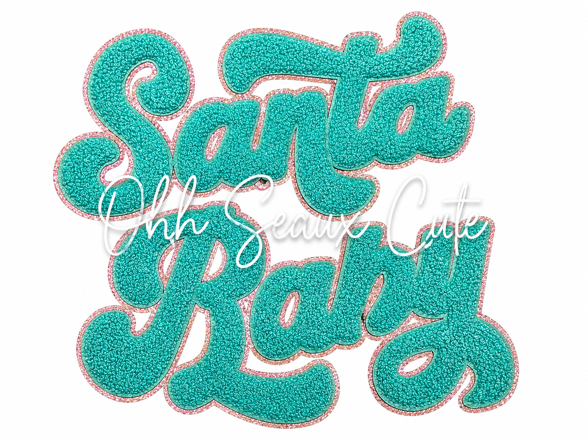 11” Chenille Santa Baby Patch-Teal/Pink