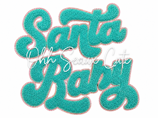 11” Chenille Santa Baby Patch-Teal/Pink